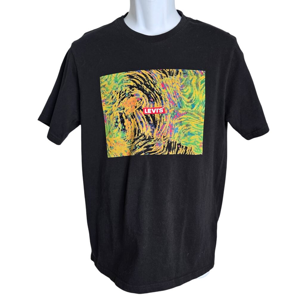 Levis Unisex Abstract Print T Shirt Medium Relaxed Fit Crew Neck‎ 100% Cotton